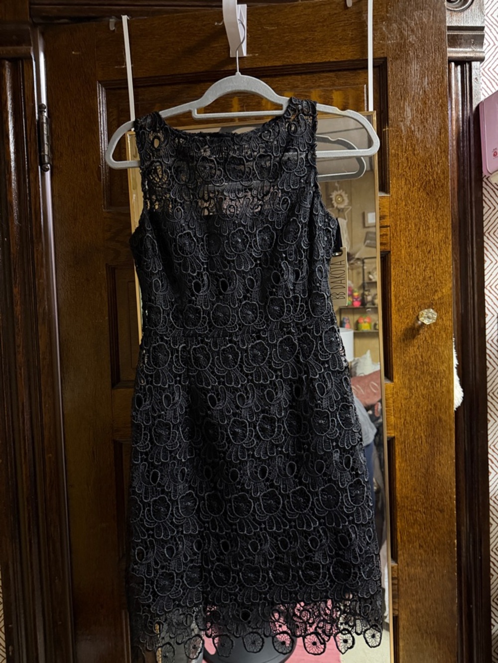 BB Dakota Black Lace Midi Dress with Scalloped Hem